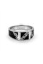 925 Sterling Silver Men's Enamel Ring with Black Geometric Inlay – Modern Men's Style Band