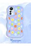 Mi 12 Lite Compatible Case Camera Protector Blue Silicone Couple Phone Case Floral Pattern - 2
