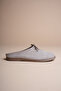 Women's Genuine Leather Flat Slippers with Bow Detail - Mink Suede - 3