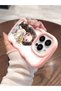 iPhone 16 Pro Max Compatible Case Camera Protector Pink Silicone Couple Phone Case Girl Pattern - 5
