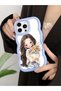 iPhone 16 Pro Max Compatible Case with Camera Protector Blue Silicone Couple Phone Case Girl Pattern - 5