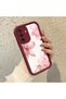 Samsung Galaxy A26 Compatible Case Camera Protector Burgundy Silicone Couple Phone Case Floral Pattern - 3