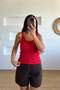 Red U-Neck Strappy Ribbed Tank Top