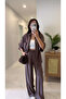 Lales Brown Shirt Pants Tencel Set - 3