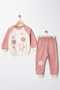 Flower Appliqued Embroidered Raglan Sleeves 100% Cotton Baby Girl Seasonal Bottom and Top 2-Piece Set - 2