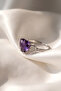 Fluorite Natural Stone Ring Heart Detailed Stone Embellished Adjustable Ring - 2