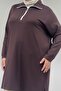 68057 Plus Size Half Zip Modal Tunic - Brown - 2