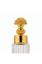 Ribbed Crystal Glass Perfume Bottle with Ornate Gold Metal Base — 250 ml - 2