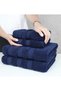Safi Plus 6-Piece Towel Set 100% Turkish Genuine Cotton Super Soft & Absorbent Luxury Hotel Quality 600 GSM Cotton Bathroom Towels, 2 Bath Towels, 2 Hand Towels, 2 Washcloths, Navy Blue - 6