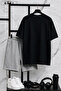 Bklyn Printed Cotton Fabric Unisex T-Shirt-Grey Shorts Set - 2