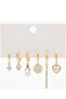 Gold 6-Piece Multi Earrings Set with Pearls and Zircon Stones, Dangle Hoop Earrings Set - 3