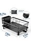 Dish Drying Rack, Space-Saving Dish Rack for Kitchen Counter, Stainless Steel Dish Rack with Cutlery Holder, Removable Dish Drainer, Drainboard and Adjustable Spout for Various Kitchenware,15x11x6.7'' - 5