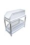 2 Tier Sliding Shelves Portable Storage Organiser, White Plastic with Metal Legs, Stackable Pull Out Basket Rack - 3