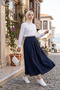 Dark Navy Blue Flounced Hijab Long (94cm) Skirt 1170