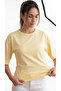 Women's Basic Asymmetrical Cut Short Sleeve T-Shirt & Blouse – Baby Blue & Lemon Yellow - 4