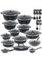 Life Smile 31PCS Nonstick Granite Cookware Set with Lids – Pots and Pans Set, Casserole Pots, Soup Pots, Shallow Pots, Frying Pans & Saucepan, Kitchen Cooking Set with Silicone Utensils