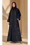 Elegant Black Textured Open Front Abaya Robe - 4