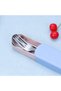 Set Of 3 Combo - Stainless Steel Snack Bowl with Blue Lid, Travel Cutlery Set & Cartoon Fruit Picks - 8