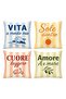 Spanish Texts Patterned 4-Piece Throw Pillow Cover Set - 3