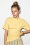 Lemon Yellow Waist-Fitted Soft Textured Cotton Asymmetrical Cut Short Sleeve Blouse Öb261054 60286435 - 3
