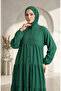 Half Button Layered Hijab Dress 2293-04 Green - 3