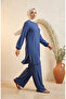 Bürümcük Fabric Tunic Pants Hijab Double Set 0571-07 Indigo - 3