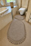 Washable Knitted Fringed Non-Slip Base Soft Plush Bath Mat Set of 2 60X100 and 50X60 Mink