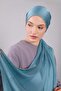 Brilliant Shawl in Moss Green with Stone Stripes on the Sides - 4