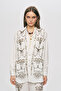 Women's Stone and Bead Embroidered Oversize Natur Shirt