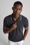 Men's Zipper Collar Contrast Detailed T-Shirt - Black
