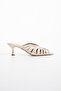 Fiora Satin Cage Detailed Pointed Toe Women's Heeled Slippers - 2