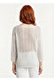 Women's White Knitted Knitwear Thin Blouse - 2