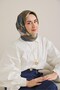 Twill Silk Scarf Belt Pattern Indigo-Green 90X90 - 3