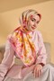 Twill Silk Watercolor Scarf Pink 90X90 - 5