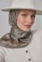 Polyester Blended Shiny Scarf Green Beige Ethnic Patterned Shiny Textured 90X90 - 4