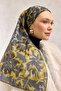 Cotton Polyester Scarf Mink Large Daisy Patterned Soft Textured Non-Slip 90X90 - 4