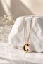 Yellow Color Embossed Steel Letter''C'' Flat Chain Necklace - 2