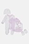 Toddlers Girl 5 Pieces Bodysuit,Bib,Hat and Mitts Gift Set, Multicolor - 4