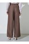 Brown Wide Leg Loose Fit Pleat Detailing Pants - 4