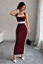 Women's Strappy Geometric Collar Ribbon Detailed Long Diver Dress - 3