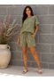 Women's Original Italian Raw Linen Sequin Set Shorts and Blouse 38-44