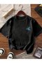Girl's Turtle Printed Crew Neck Black T-Shirt - 3