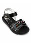 Girl's Black Stone Bead Detailed Velcro Daily Sandals - 4