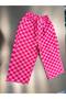 Girl's Pink Laci'El Paris Elastic Waist Checkered Comfortable Cut Pants - 3