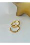Zircon Stone Detailed Medium Size Steel Hoop Earrings - 2