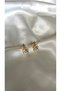 Women's Gold Detailed Stoned and Pearled Glittering Flower Earrings - 3