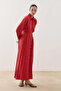Piping Detailed Shirt Dress Red - 5