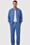 Blue 97% Cotton Muslin Fabric Breathable Summer High Collar Relaxed Fit Men's Shirt 2602620 - 4
