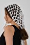 Sequin Detailed Wide Hole Summer Knitted Beanie Y8251 White - 3