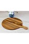 Natural Acacia Wood Round Pizza and Presentation Board, Large Wooden Charcuterie Tray with Handle (42 X 54.5 X 1.5 cm) - 2